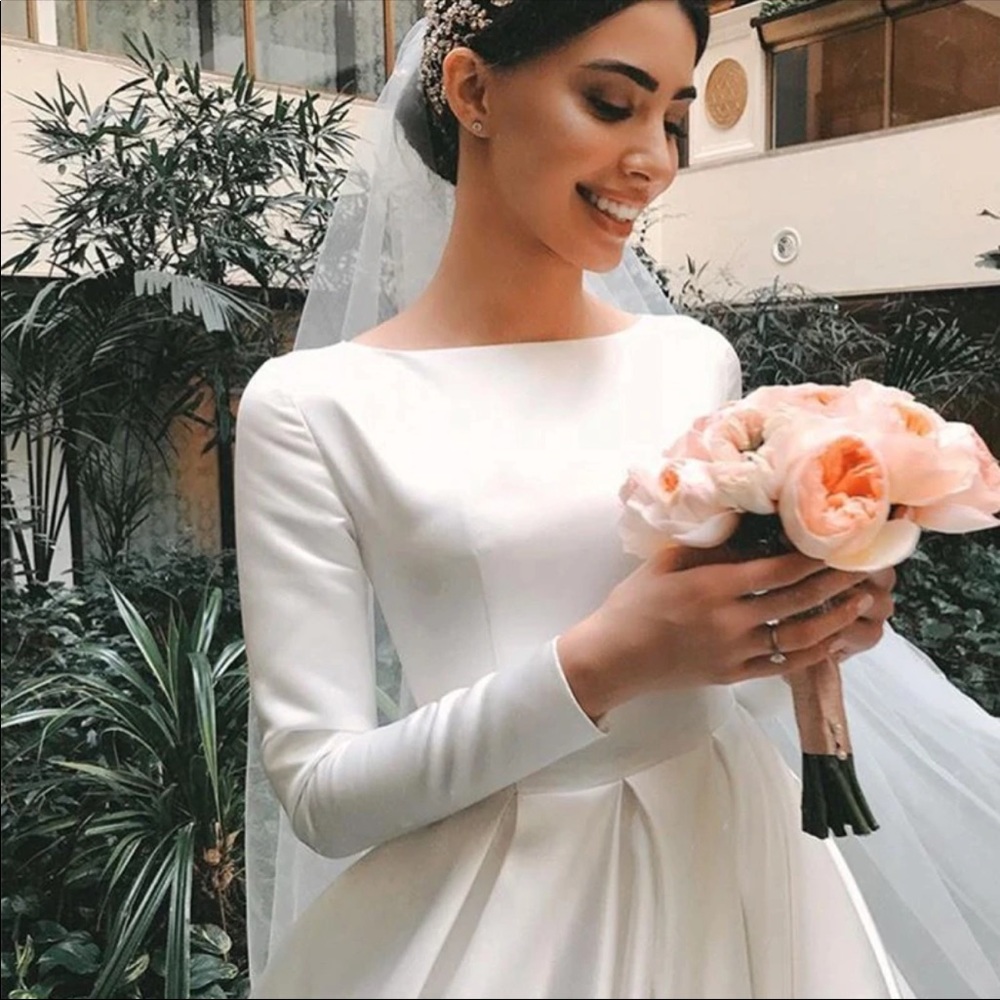 Muslim LDS Modest Custom Long sleeve Wedding Dress - Picture 6 of 8